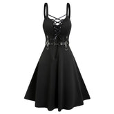 Goth Kleid mit Schnürung und Gürtel