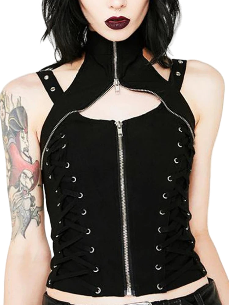 Gothic Reißverschlussbluse