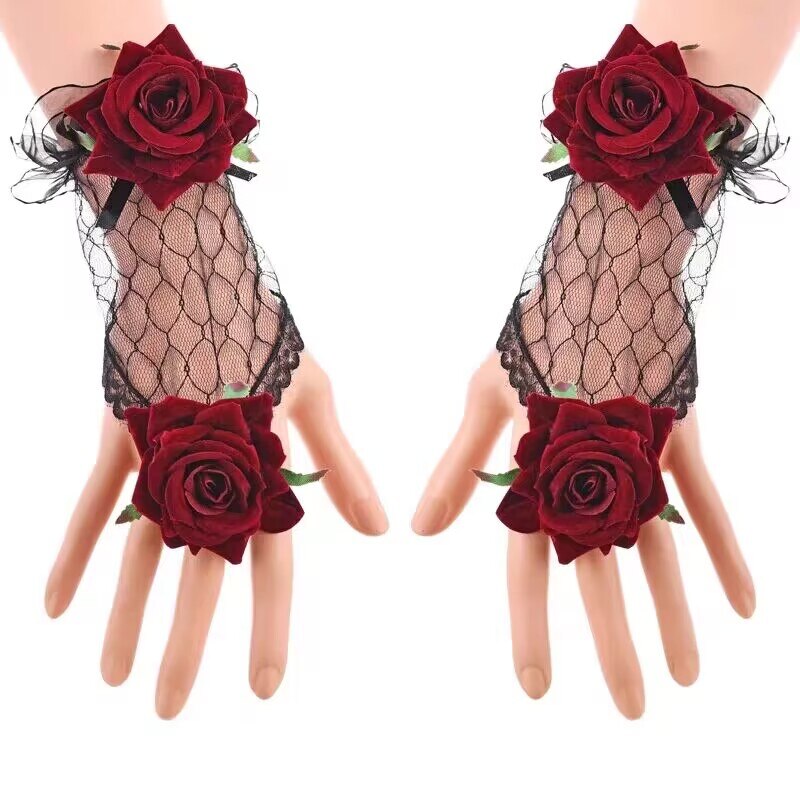 Rosen Spitzen handschuhe