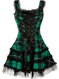 Kariertes Goth Kleid mit Schnürung