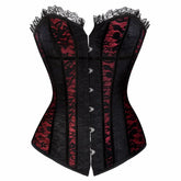 Schwarz Rotes Steampunk Overbust Korsett