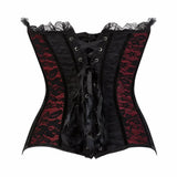 Schwarz Rotes Steampunk Overbust Korsett