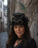 Steampunk Zylinderhut mit Pfauenfeder