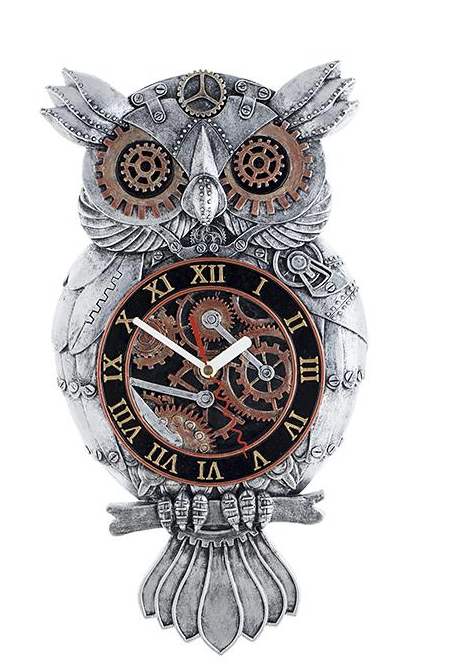 Steampunk Eulen Wanduhr