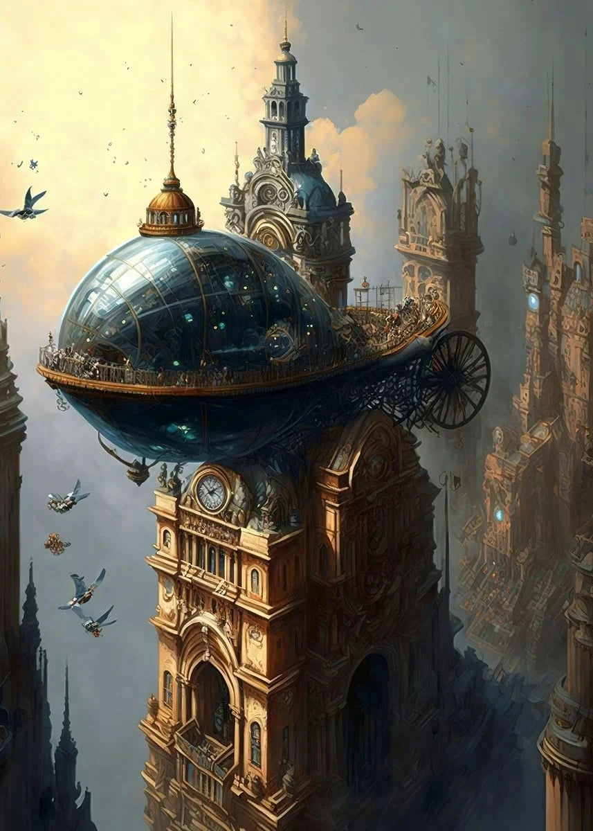Steampunk Fantasie Stadt Bild