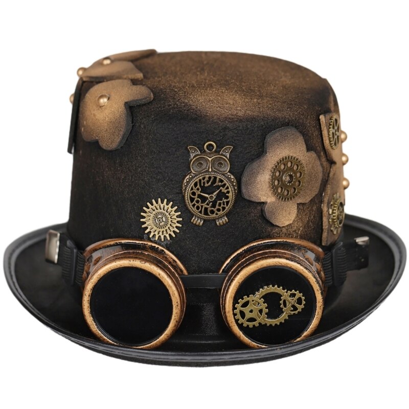 Steampunk Hut mit Eulenschmuck