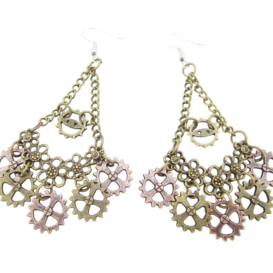 Steampunk Kettenrad Ohrringe