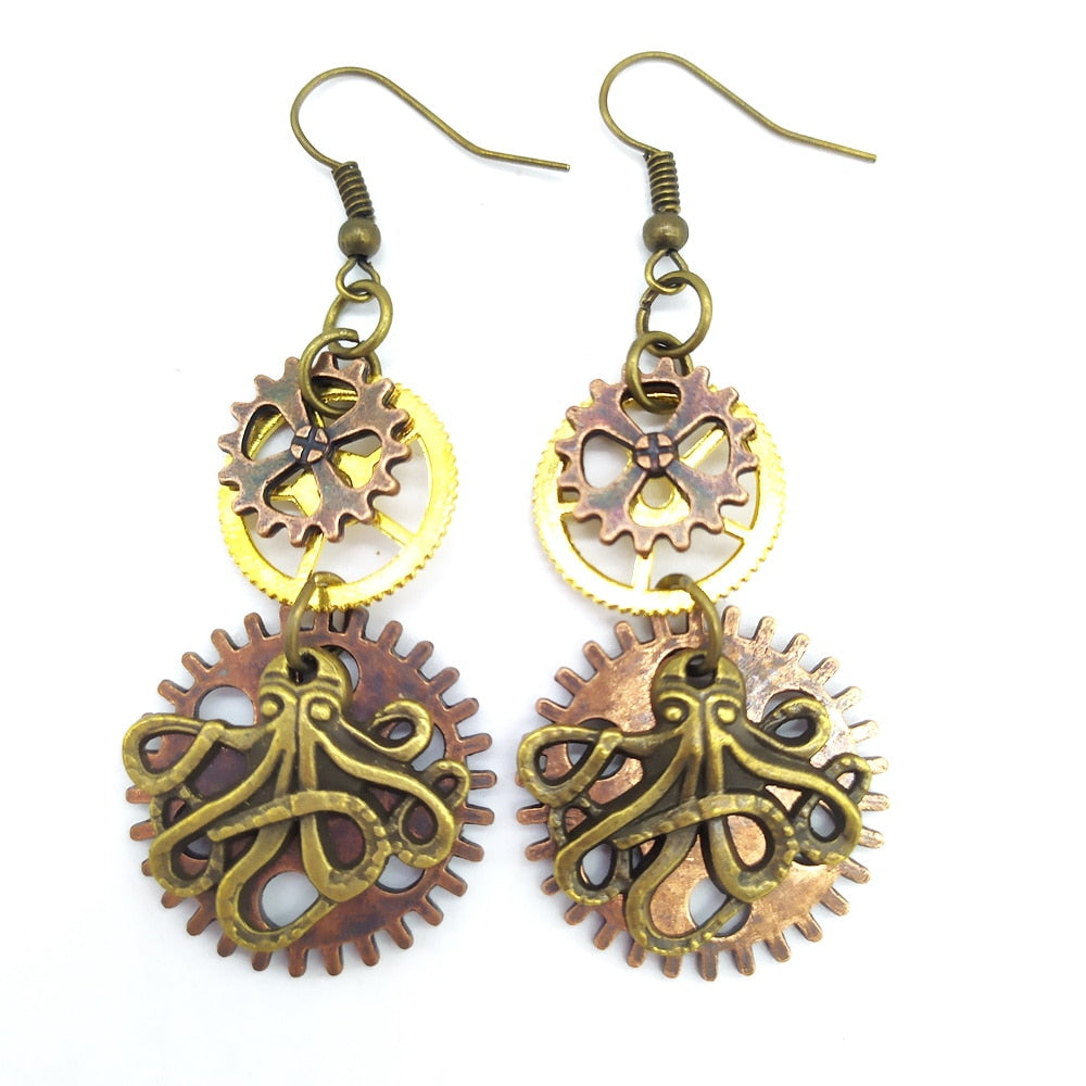 Steampunk Oktopus Ohrringe