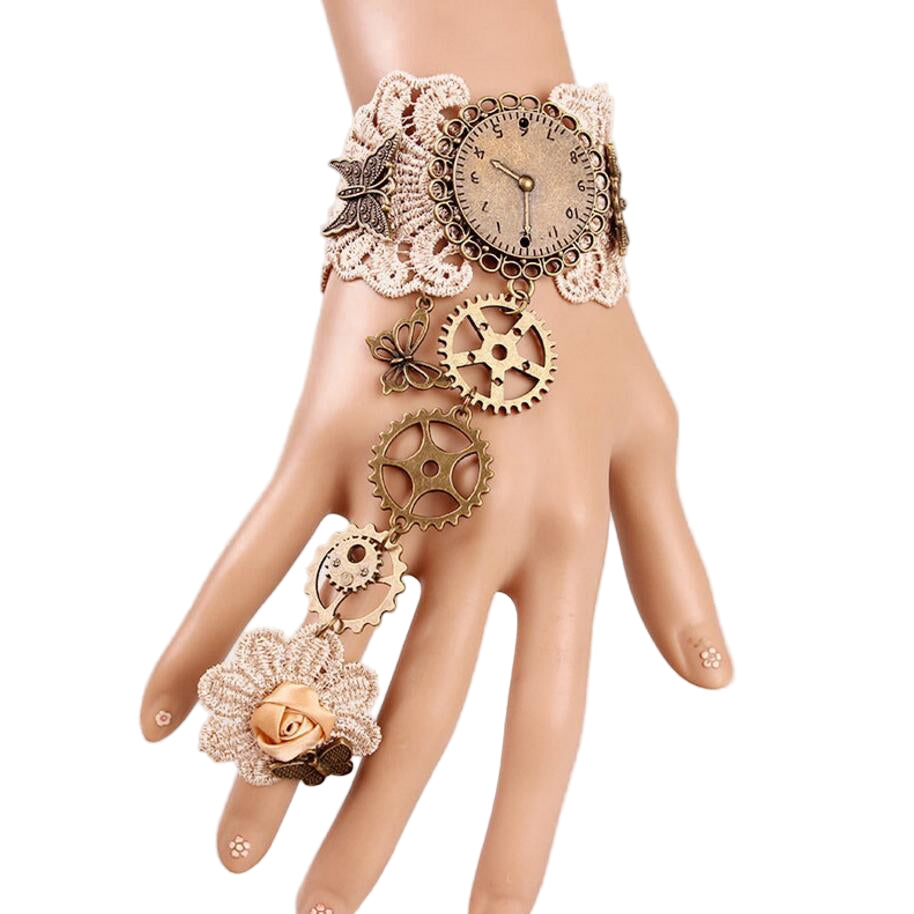 Weiße Steampunk Handschuhe