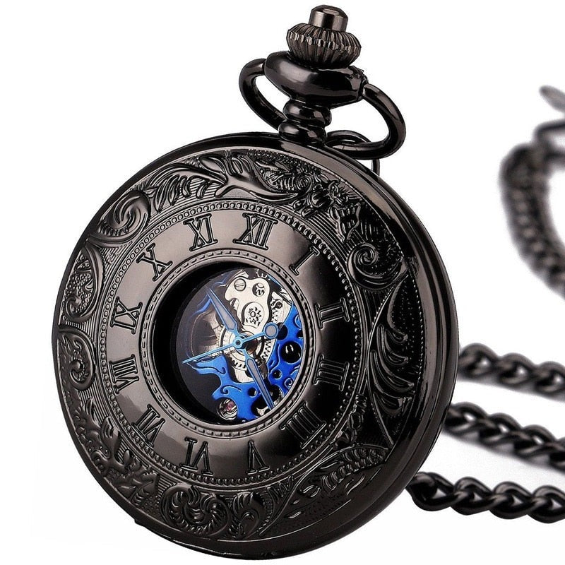 Steampunk Obsidian Taschenuhr
