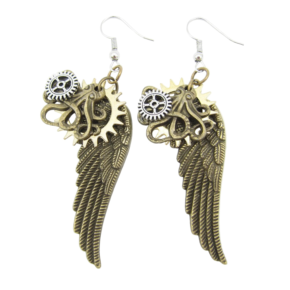 Steampunk Zahnradflügel Ohrringe