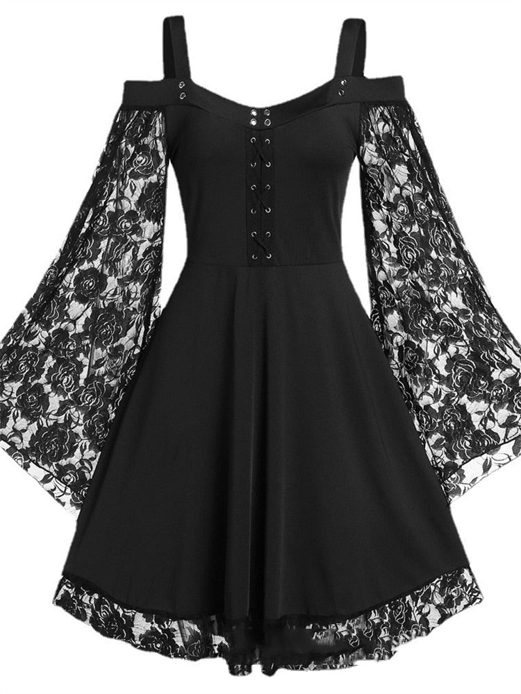 Goth Kleid mit Spitzenärmeln