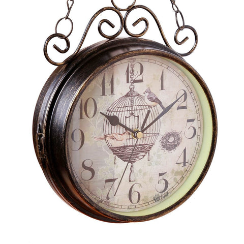 Steampunk Bahnhof Doppelseitige Wanduhr