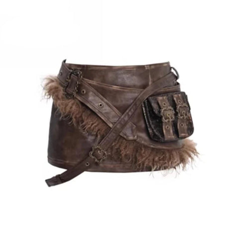 Leder Steampunk Minirock