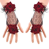 Rosen Spitzen handschuhe
