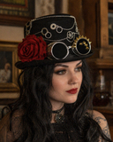 Rosenverzierter Steampunk Hut