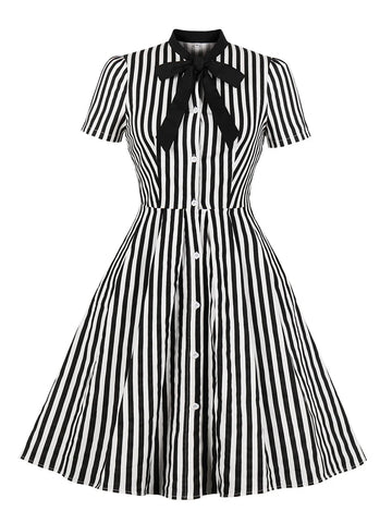 Schleifen Gestreiftes Steampunk Kleid