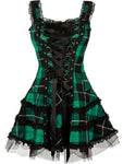 Kariertes Goth Kleid mit Schnürung