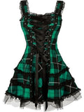 Kariertes Goth Kleid mit Schnürung