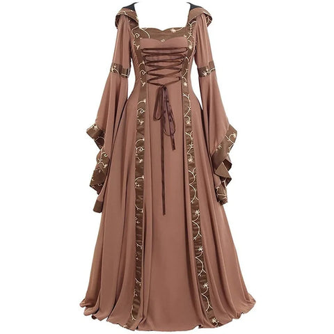 Braun Steampunk Mittelalter Lang Kleid