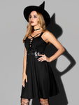 Schwarzes Steampunk Kleid mit Korsettschnürung