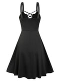 Schwarzes Steampunk Kleid mit Korsettschnürung
