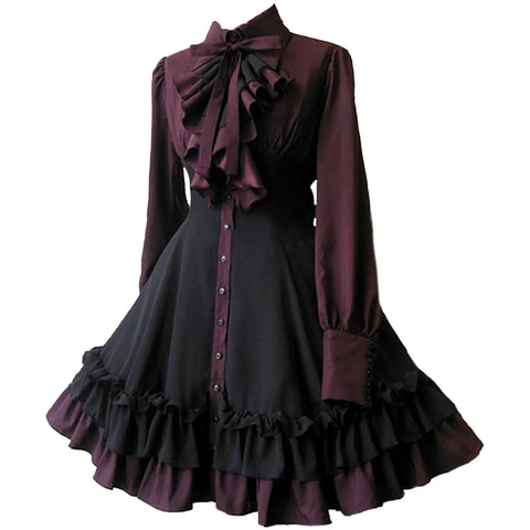 Gothic Mittelalter Bordeaux Kleid