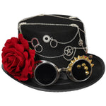 Rosenverzierter Steampunk Hut
