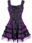 Kariertes Goth Kleid mit Schnürung