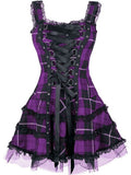 Kariertes Goth Kleid mit Schnürung