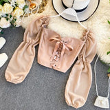 Viktorianische Puffärmel Corsagenbluse