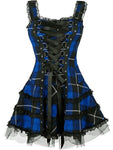 Kariertes Goth Kleid mit Schnürung