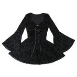 Gothic Samtkleid mit Glockenärmeln
