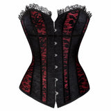 Schwarz Rotes Steampunk Overbust Korsett
