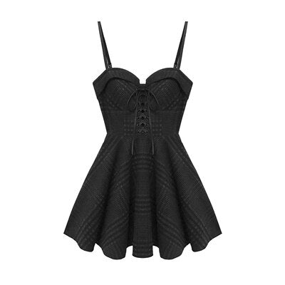 Schwarzes Goth Kleid mit Korsett