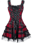 Kariertes Goth Kleid mit Schnürung