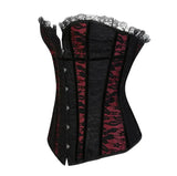 Schwarz Rotes Steampunk Overbust Korsett