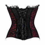 Schwarz Rotes Steampunk Overbust Korsett