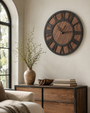 Steampunk Industrie Wanduhr Holz