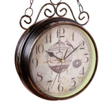 Steampunk Bahnhof Doppelseitige Wanduhr