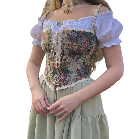 Steampunk Blumenmuster Bustier