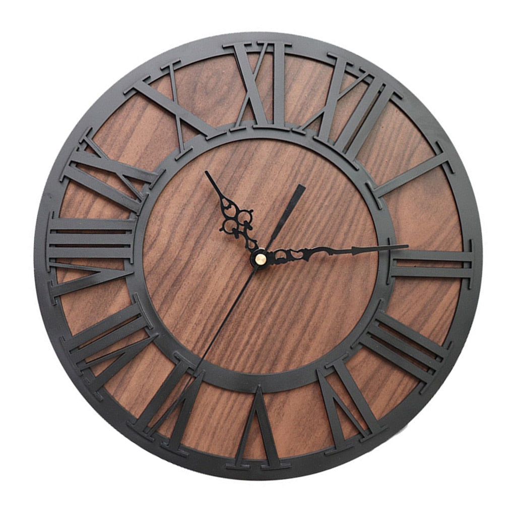 Steampunk Industrie Wanduhr Holz