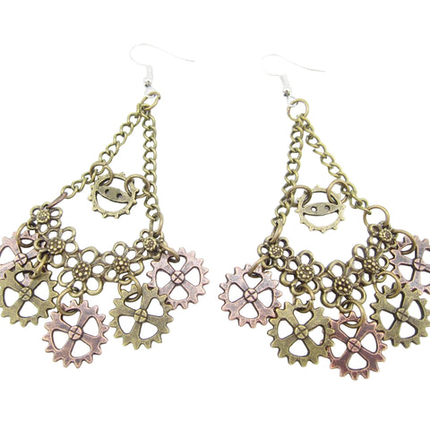Steampunk Kettenrad Ohrringe