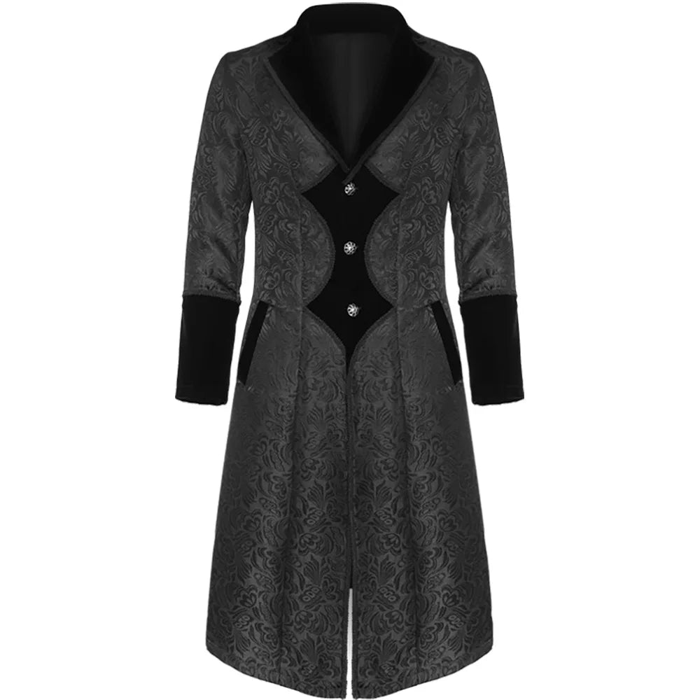 Steampunk Mantel Brokat Grau