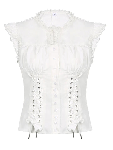 Steampunk Rüschenbluse mit Doppelschnürung
