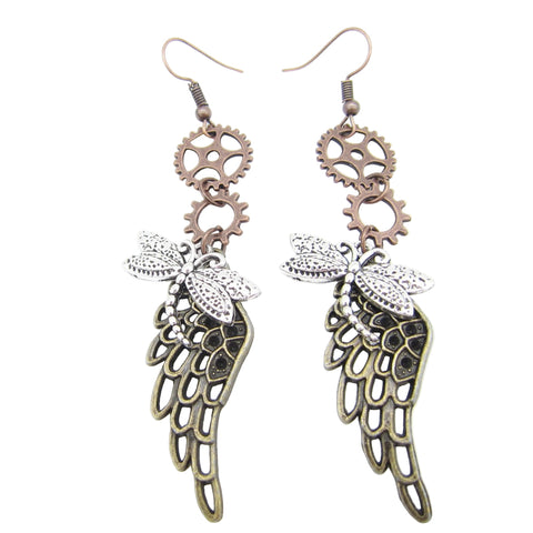 Steampunk Schwingenrad Ohrringe