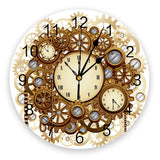 Steampunk Wanduhr mit goldenen Zahnrädern