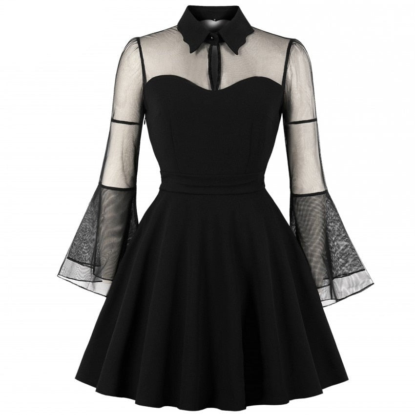 Netzärmeln Goth Kleid