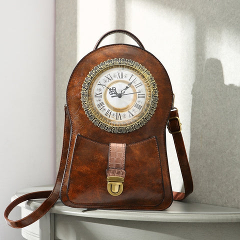 Retro Uhr Ledertasche