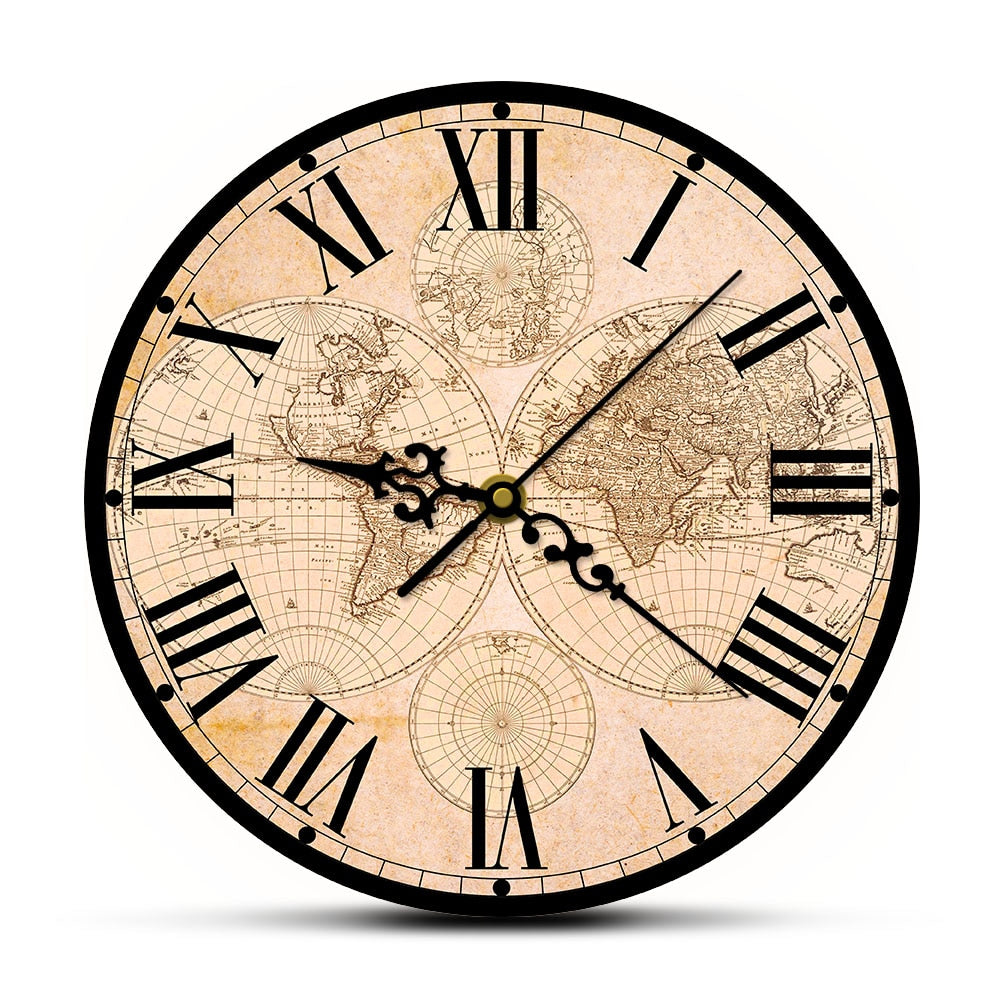 Steampunk Antike Karten Wanduhr